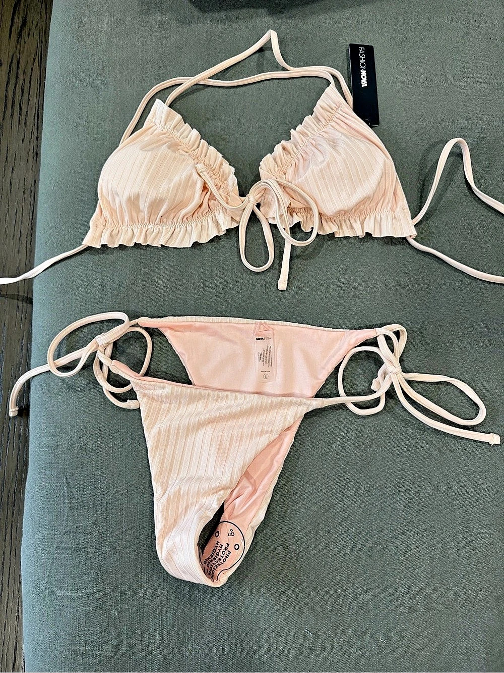 Ruched 2 Piece Light pink/peach Bikini Set NWT